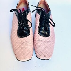 Prada Pink and Black Quilted Sneakers